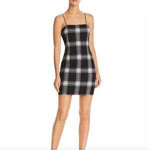 Aqua Plaid Body-Con Mini Dress